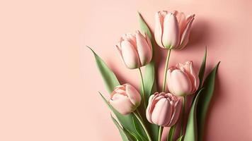 pink tulips spring flower background photo