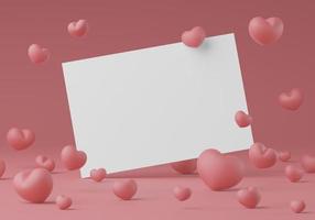 Postcard and Invitation card mockup template Valentine's day with copy space for your logo or graphic design, 3d rendering studio photo