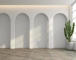 Loft style empty room with minimalist arch wall.3d rendering photo