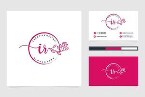 Initial IR Feminine logo collections and business card templat Premium Vector