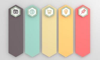 Business Infographic template with 5 options or steps. hexagons with line icons, process chart. photo