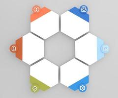 illustration hexagon infographics six options. Template for brochure, web design. photo