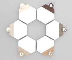 illustration hexagon infographics six options. Template for brochure, web design. photo