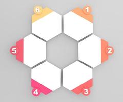 illustration hexagon infographics six options. Template for brochure, web design. photo