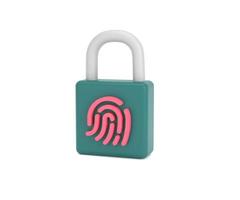 biometric fingerprint password with padlock icon. security concept photo