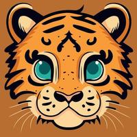 common tiger feline mammal animal face vector