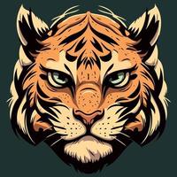 común Tigre felino mamífero animal cara vector