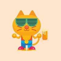 linda gato maskot personaje con plano diseño ilustrador vector