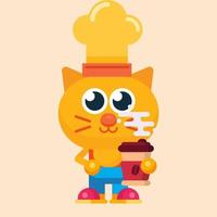 linda gato maskot personaje con plano diseño ilustrador vector