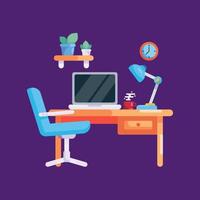 Modern workspace computer background vector