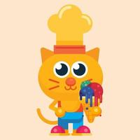 linda gato maskot personaje con plano diseño ilustrador vector