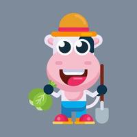 Funny cartoon cow flat design illustration vector