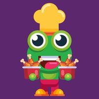 Funny cartoon smiling frog mascot character flat design illustration vector