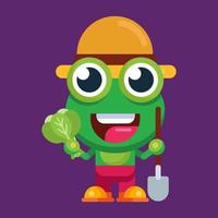 Funny cartoon smiling frog mascot character flat design illustration vector