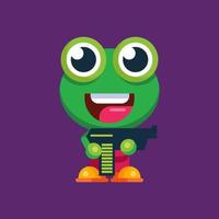 gracioso dibujos animados sonriente rana mascota personaje plano diseño ilustración vector
