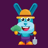 Funny cartoon smiling rabbit character flat design illustration mascot vector