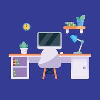 Modern office desk with flat design vector