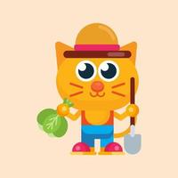 linda gato maskot personaje con plano diseño ilustrador vector