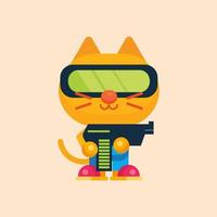 linda gato maskot personaje con plano diseño ilustrador vector