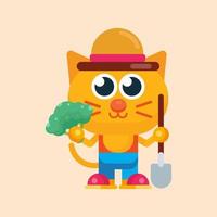 linda gato maskot personaje con plano diseño ilustrador vector