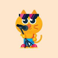 linda gato maskot personaje con plano diseño ilustrador vector