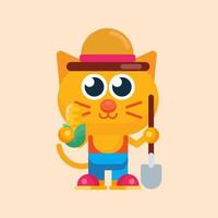 linda gato maskot personaje con plano diseño ilustrador vector