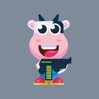 Funny cartoon cow flat design illustration vector