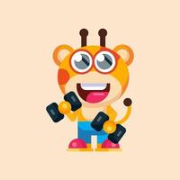 Funny cartoon smiling giraffe  character flat design illustration vector