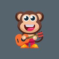 Funny cartoon smiling monkey character flat design illustration mascot logo vector