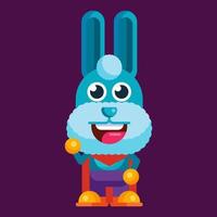 Funny cartoon smiling rabbit character flat design illustration mascot vector