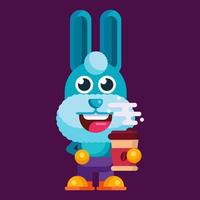 gracioso dibujos animados sonriente Conejo personaje plano diseño ilustración mascota vector
