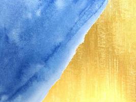 watercolor minimal painting wave abstract blue gold hand drawn texture.asian japan style. photo