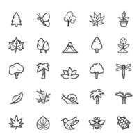 Set of Outline Stroke Natural Icons vector