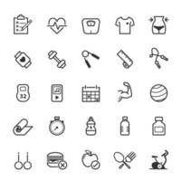 Set of Outline stroke Fitness icons vector