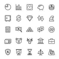 Set of Outline stroke Finance and Stock icon vector