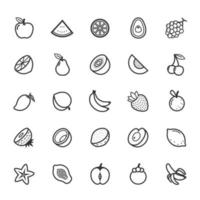 Set of Outline stroke Fruit icon vector