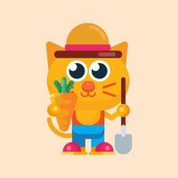 linda gato maskot personaje con plano diseño ilustrador vector