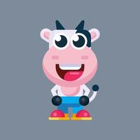 Funny cartoon cow flat design illustration vector