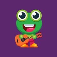 Funny cartoon smiling frog mascot character flat design illustration vector