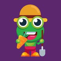 Funny cartoon smiling frog mascot character flat design illustration vector