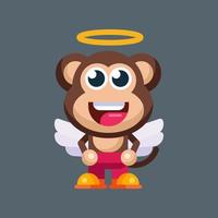 Funny cartoon smiling monkey character flat design illustration mascot logo vector