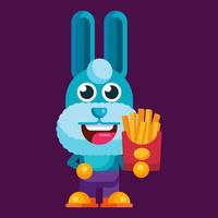 Funny cartoon smiling rabbit character flat design illustration mascot vector