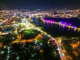 Captivating Night View of Xuan Huong Lake in Da Lat City, Vietnam. The Perfect Blend of City Lights and Serene Waters photo