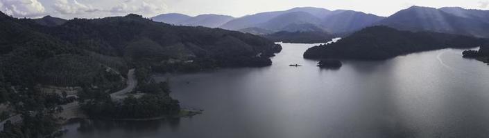 dam and mountain aerial view phattalung thailand photo