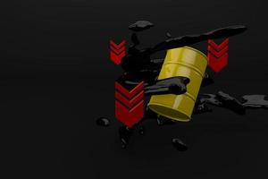 Drop in oil prices. 3D render photo