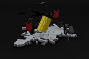 petróleo crisis en Europa. 3d petróleo industria concepto foto