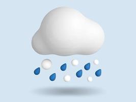 Rainy and snowy 3D Weather icon. 3D render illustration. photo