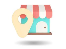 Location shop. Online Shopping icon. 3D render illustration. photo