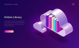 Online library, electronic reading isometric vector