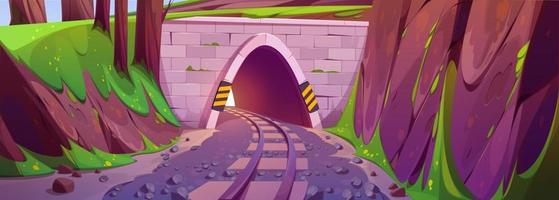 Cartoon railway tunnel in mountains vector